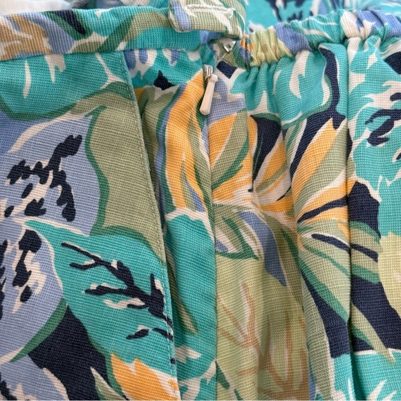 Talbots Linen Tropical Floral A-Line Maxi Skirt Side Zip Elastic Waist Sz 12 EUC - Picture 5 of 13